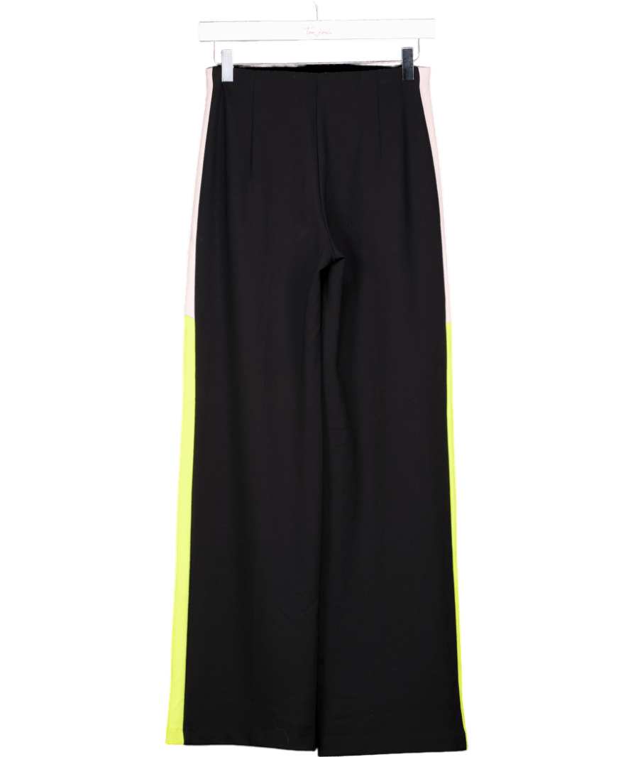 MARC CAIN Black Jersey Trousers With Pink & Yellow Side Stripe UK 8 - Reliked