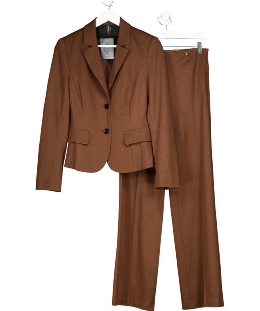 MARC CAIN Chocolate Brown 2 - piece Blazer And Straight Leg Trouser Suit UK S - Reliked