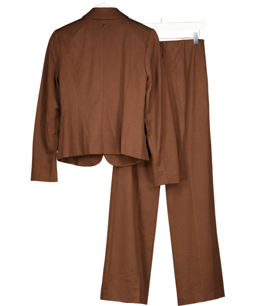 MARC CAIN Chocolate Brown 2 - piece Blazer And Straight Leg Trouser Suit UK S - Reliked