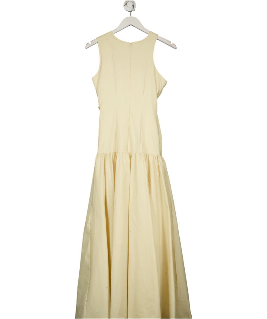 Marcela London Azura Ruched Drop Waist Cotton Blend Dress Butter Yellow UK S - Reliked