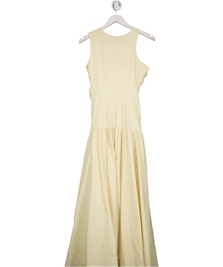 Marcela London Azura Ruched Drop Waist Cotton Blend Dress Butter Yellow UK S/M - Reliked