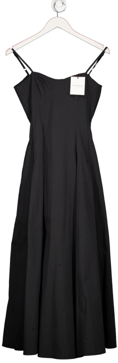 Marcela London Black Eloise Sweetheart Cotton Blend Dress UK S/M - Reliked