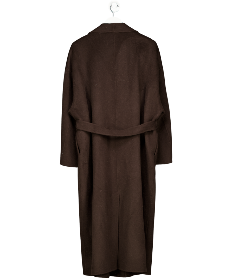 Marcela London Chocolate Brown 100% Wool Oversize Belted Coat One Size - Reliked
