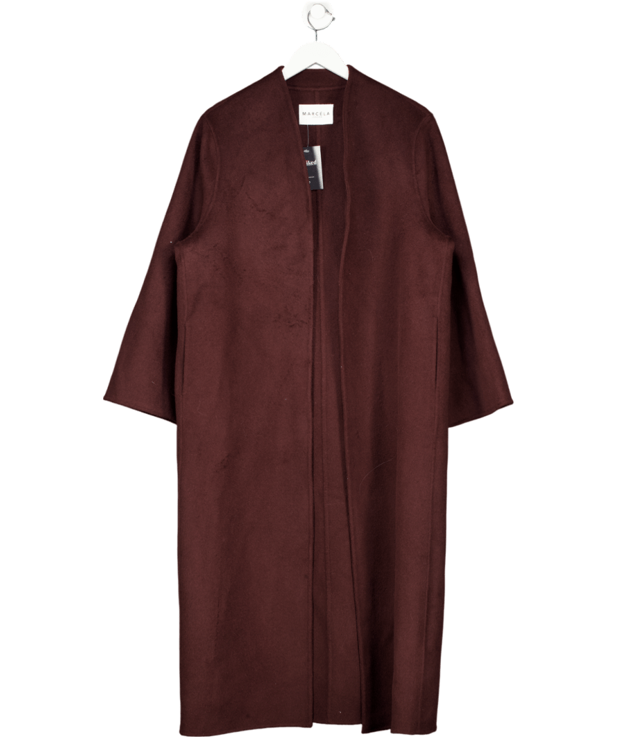 Marcela London Chocolate Brown Oversize Edge To Edge 100% Wool Coat One Size - Reliked