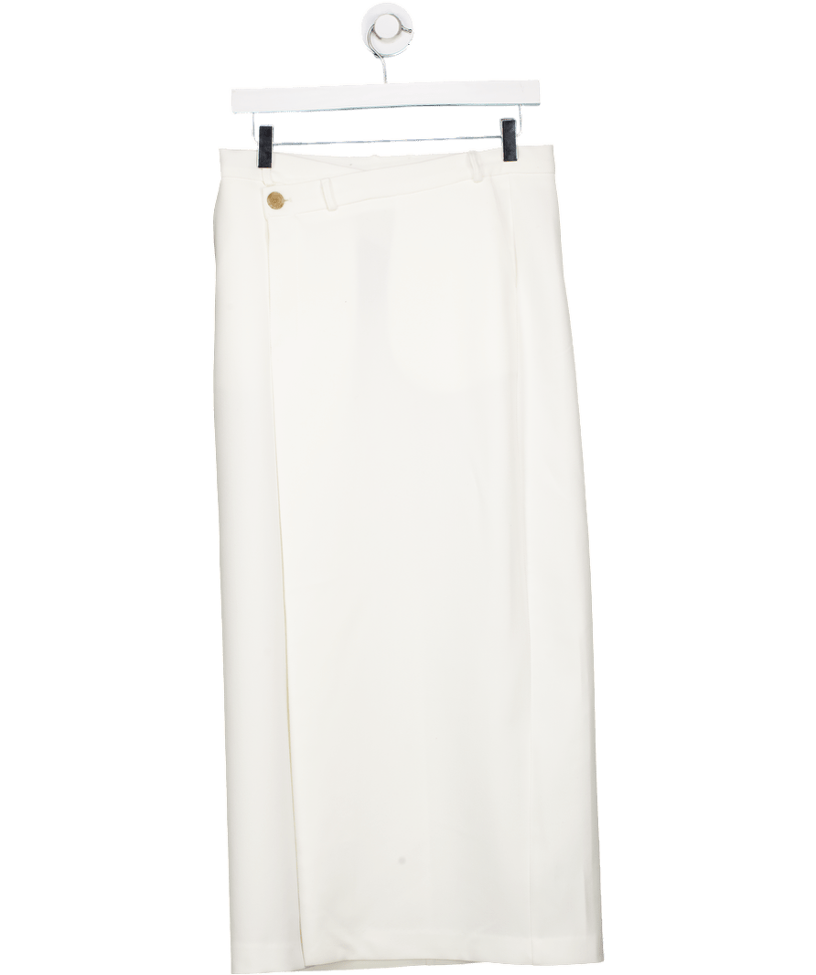 Marcela London Cream Ettie Asymmetrical Slit Pencil Skirt UK S - Reliked