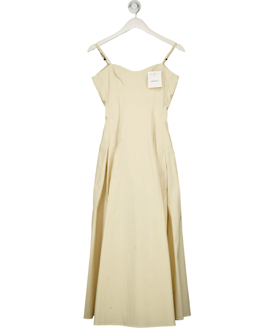 Marcela London Eloise Sweetheart Cotton Blend Dress Butter Yellow UK S/M - Reliked