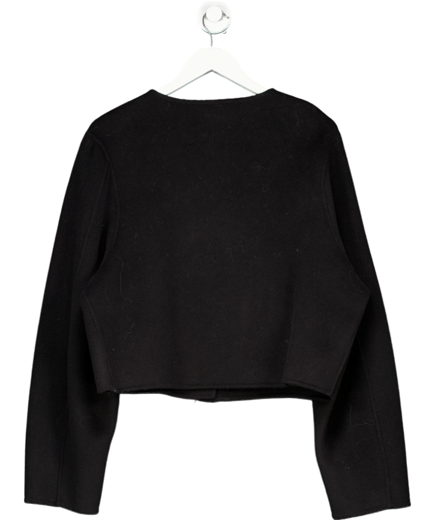 Marcela London Esme Wool Collarless Cropped Jacket Black UK S/M - Reliked