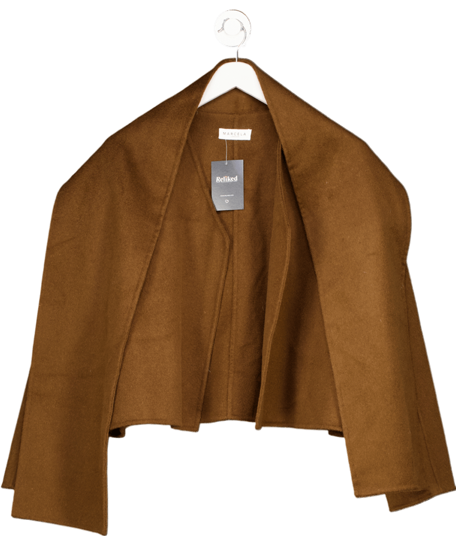 MARCELA LONDON Tol Wool Jacket With Scarf Chocolate Brown UK S/M - Reliked