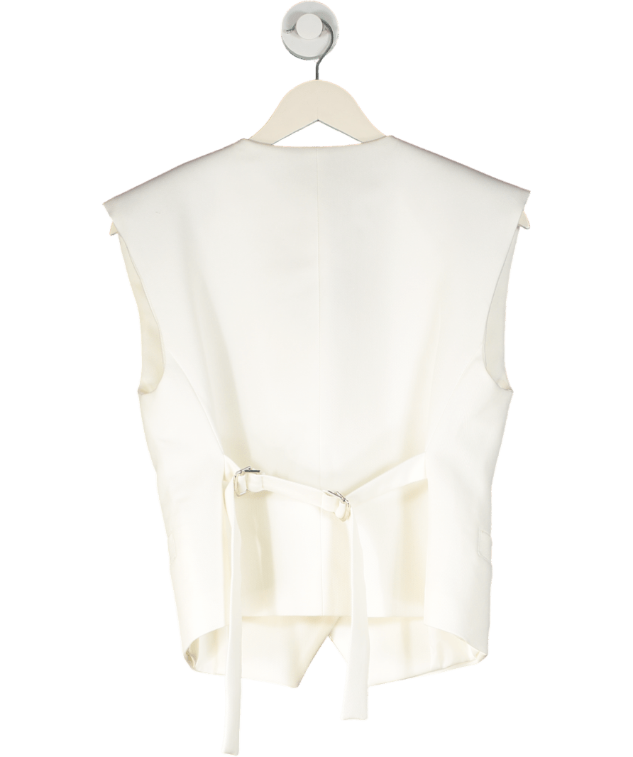 Marcela London White Ettie Shoulder Pad Waistcoat Top Ivory One Size - Reliked