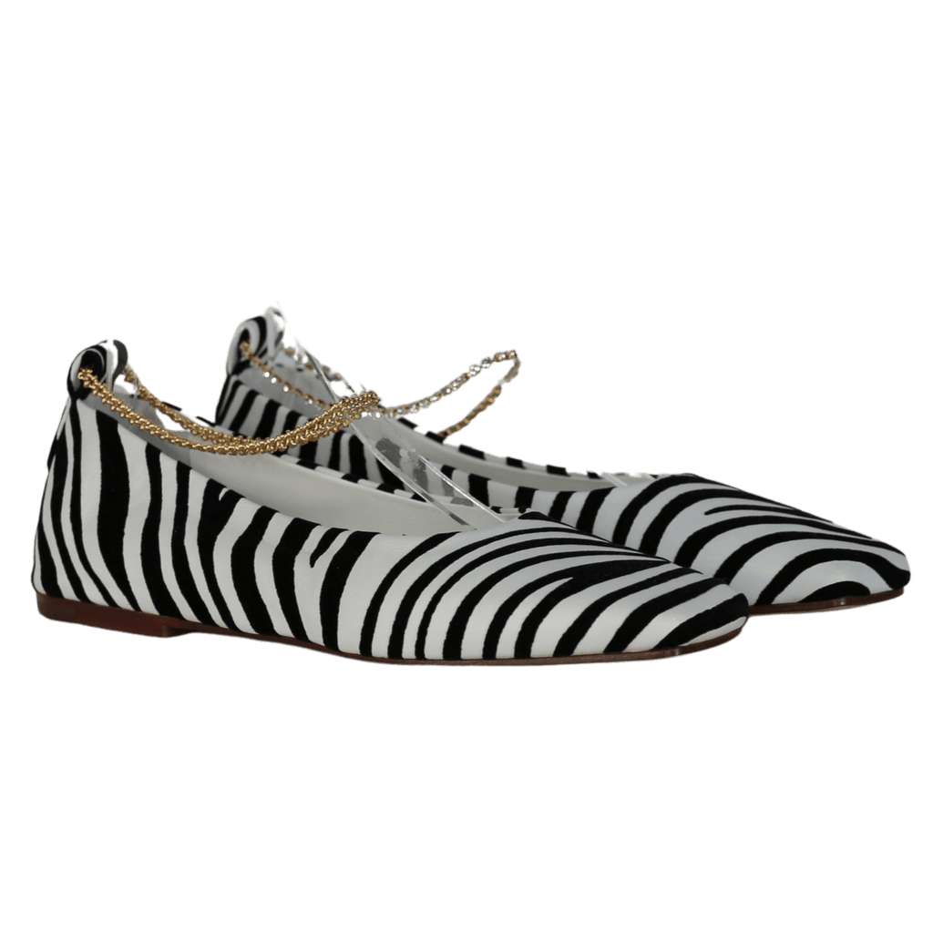 MARIA LUCA Black / White Zebra - print Augusta Ballerina UK 5 EU 38 👠 - Reliked