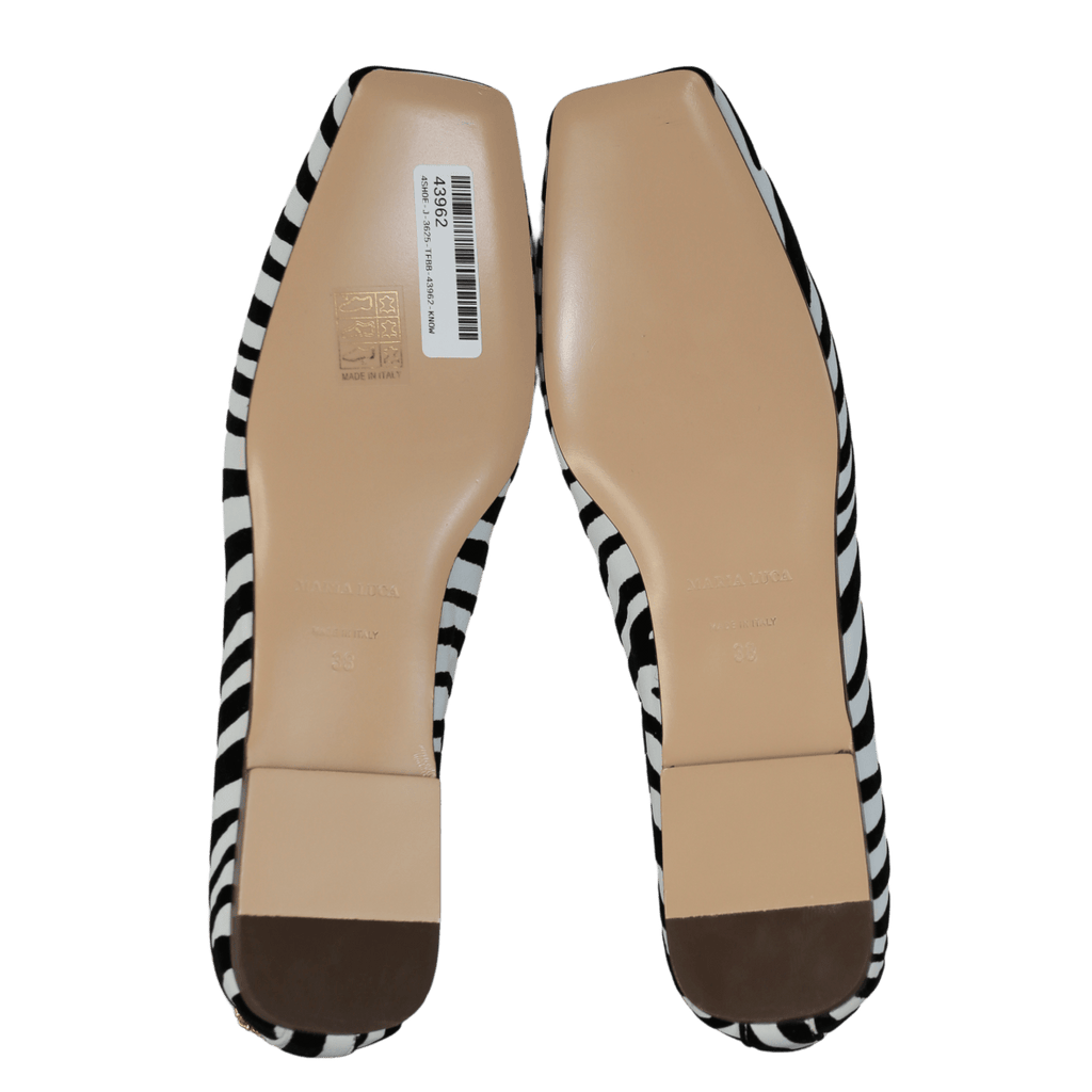 MARIA LUCA Black / White Zebra - print Augusta Ballerina UK 5 EU 38 👠 - Reliked