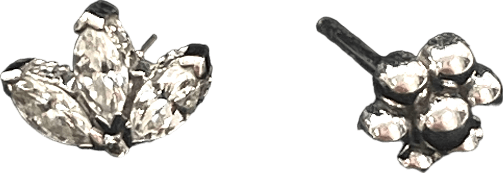 Maria Tash 18ct White Gold 0.13ct Diamond Lotus Single Threaded Stud Earring Sz 4mm Post 8mm - Reliked