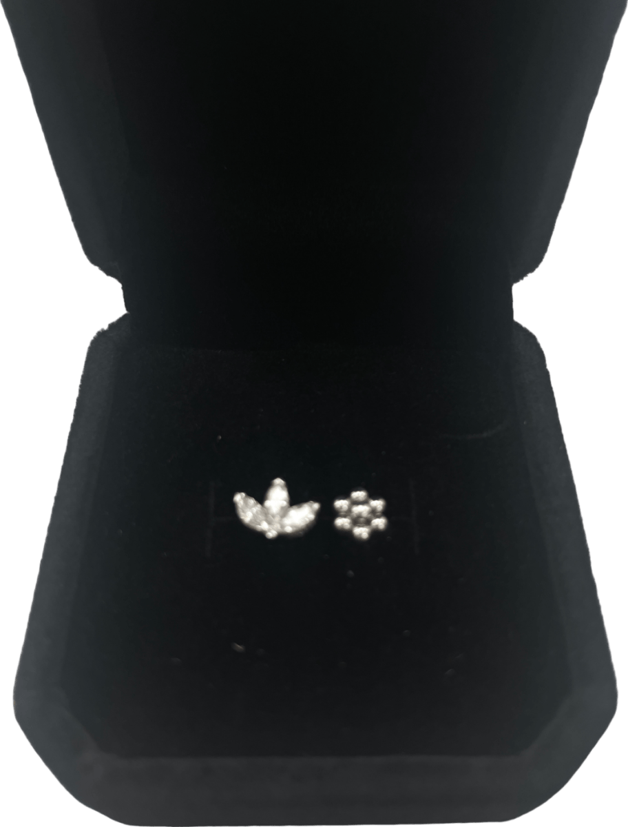 Maria Tash 18ct White Gold 0.13ct Diamond Lotus Single Threaded Stud Earring Sz 4mm Post 8mm - Reliked