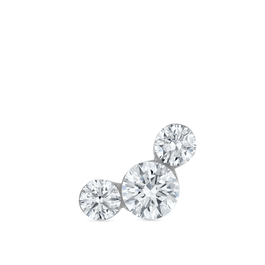 Maria Tash White Gold Three Diamond Curve Threaded Stud Earring Post 8mm - Reliked