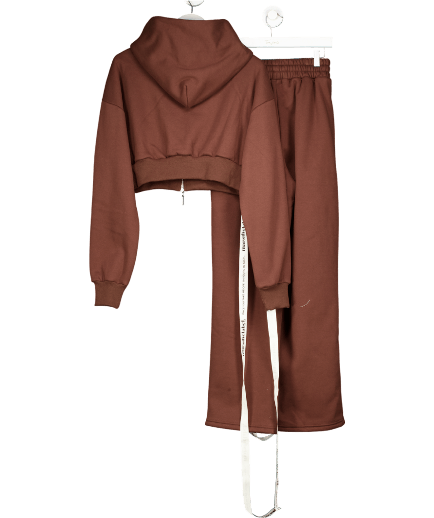Mars the Label 2 - piece Chocolate Brown Classic Zip Hoodie And Joggers Set UK S - Reliked