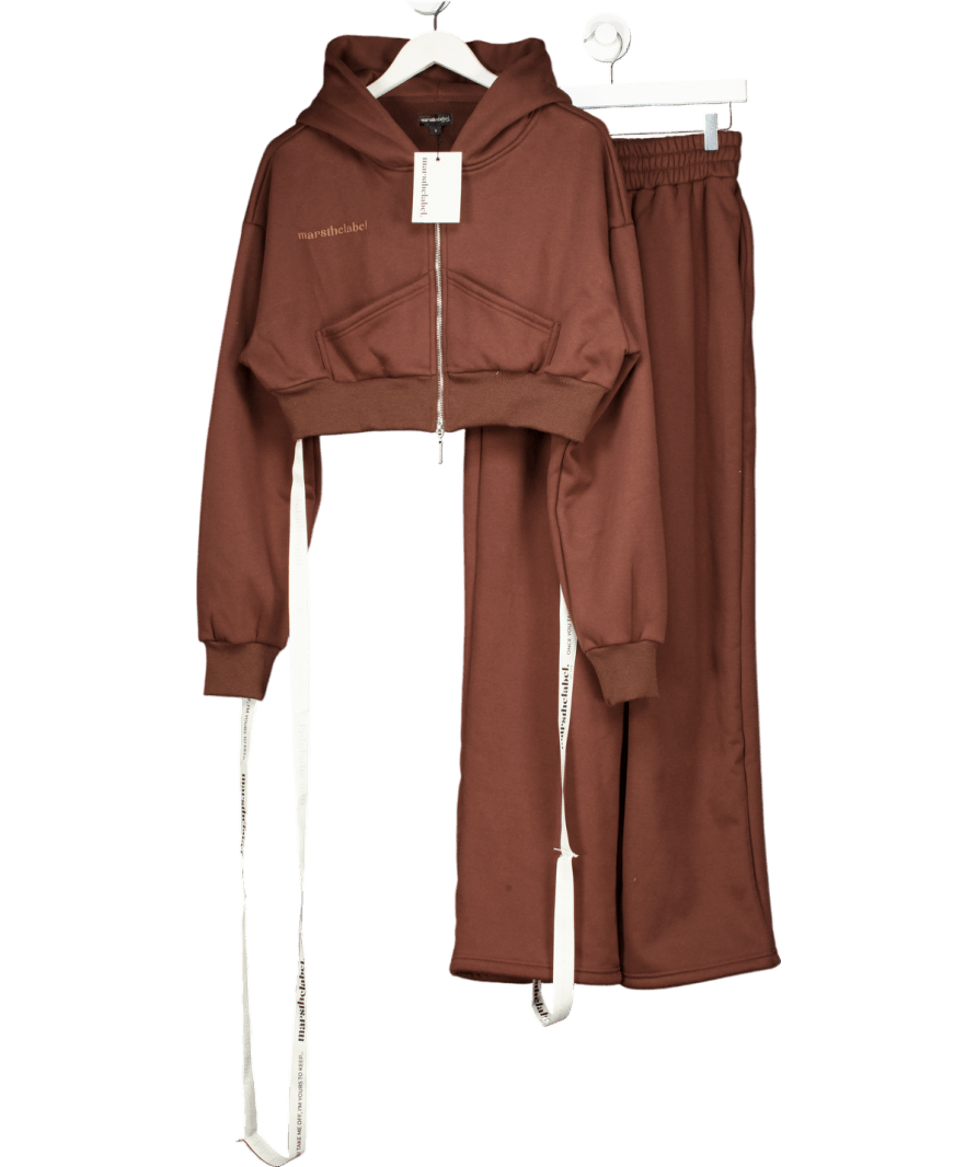 Mars the Label 2 - piece Chocolate Brown Classic Zip Hoodie And Joggers Set UK S - Reliked