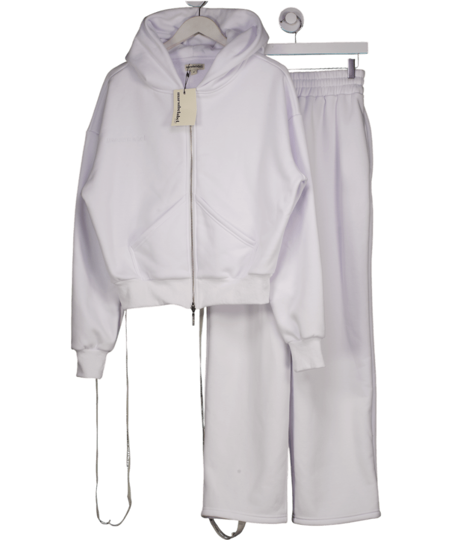 Mars the Label 2 - piece White Classic Zip Hoodie And Joggers Set UK S - Reliked
