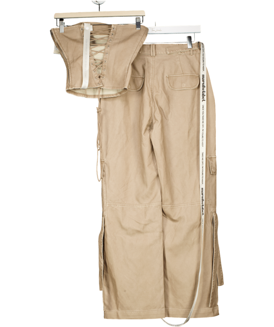 Mars the Label 2 - piece Zeda Corset And Cargo Trouser Set In Light Brown Wash UK 8 - Reliked