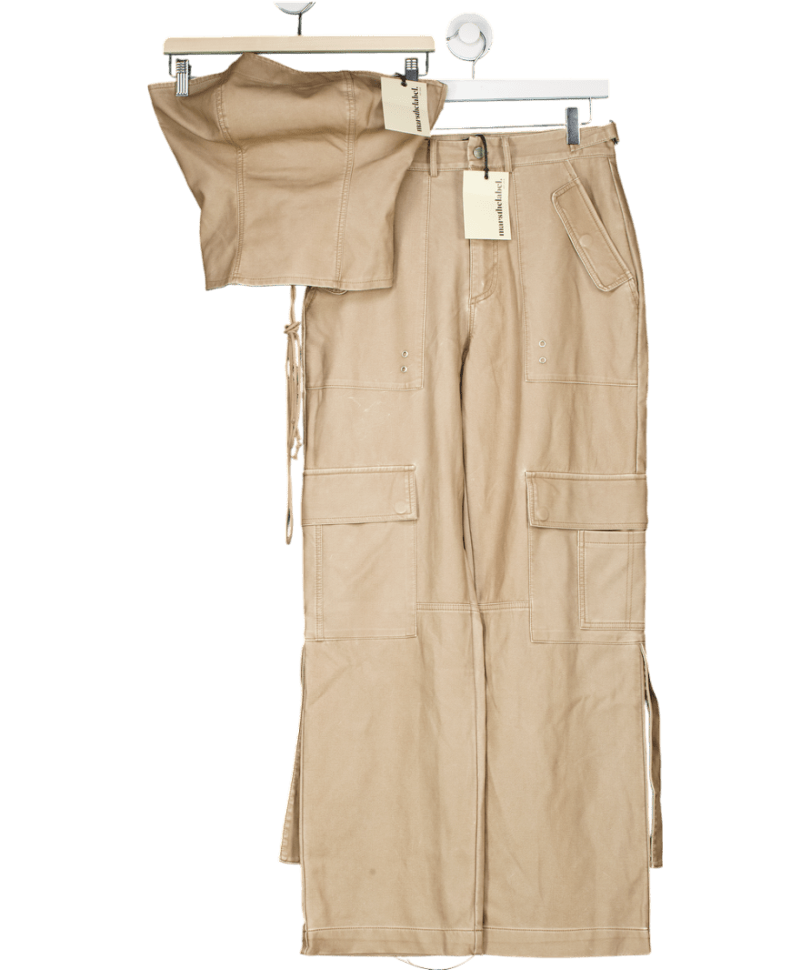 Mars the Label 2 - piece Zeda Corset And Cargo Trouser Set In Light Brown Wash UK 8 - Reliked