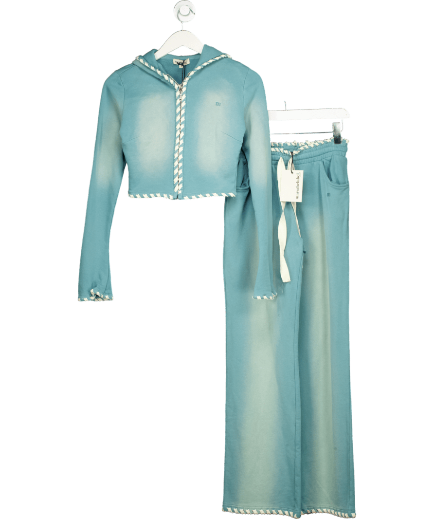 Mars the Label Blue 2 - piece Trim Detail Wash Zip Hoodie And Jogger Set UK S - Reliked