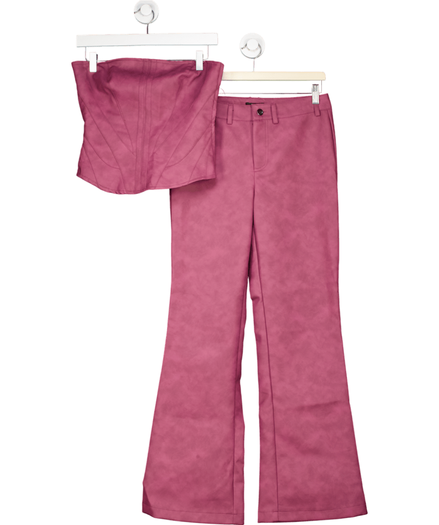 Mars the Label Purple Faux Leather Bandeau Corset Top And Wide Leg Trousers UK 8 - Reliked