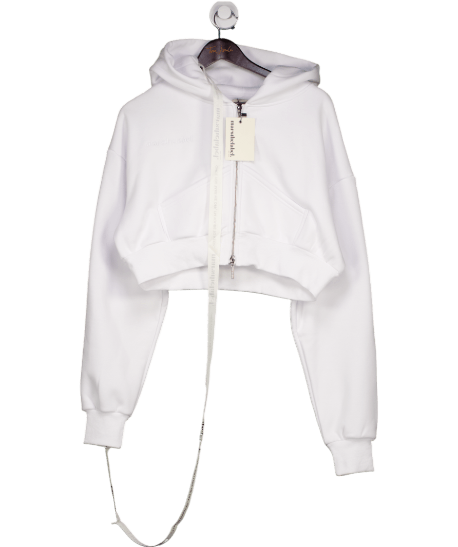 Mars the Label White Classic Zipped Hoodie UK S - Reliked