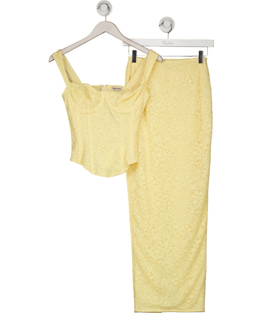 Mars the Label Yellow The Cinched Lace Corset Maxi Set UK 8 - Reliked