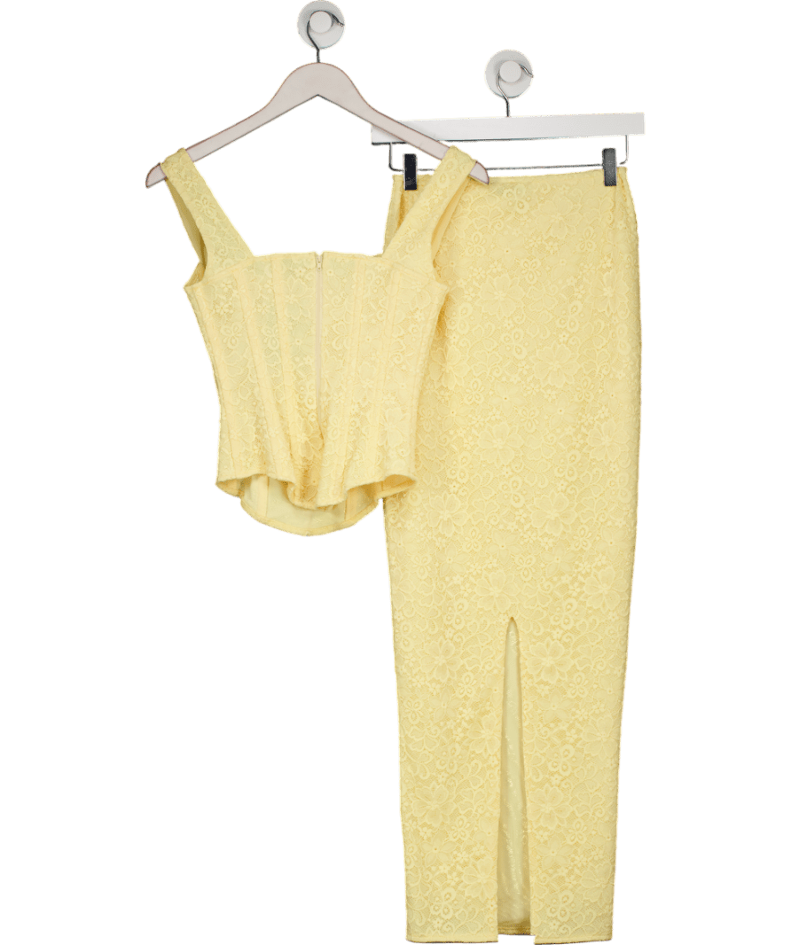 Mars the Label Yellow The Cinched Lace Corset Maxi Set UK 8 - Reliked