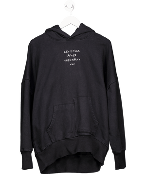 MASON NEWMAN Black Oversized Slogan Hoodie UK M
