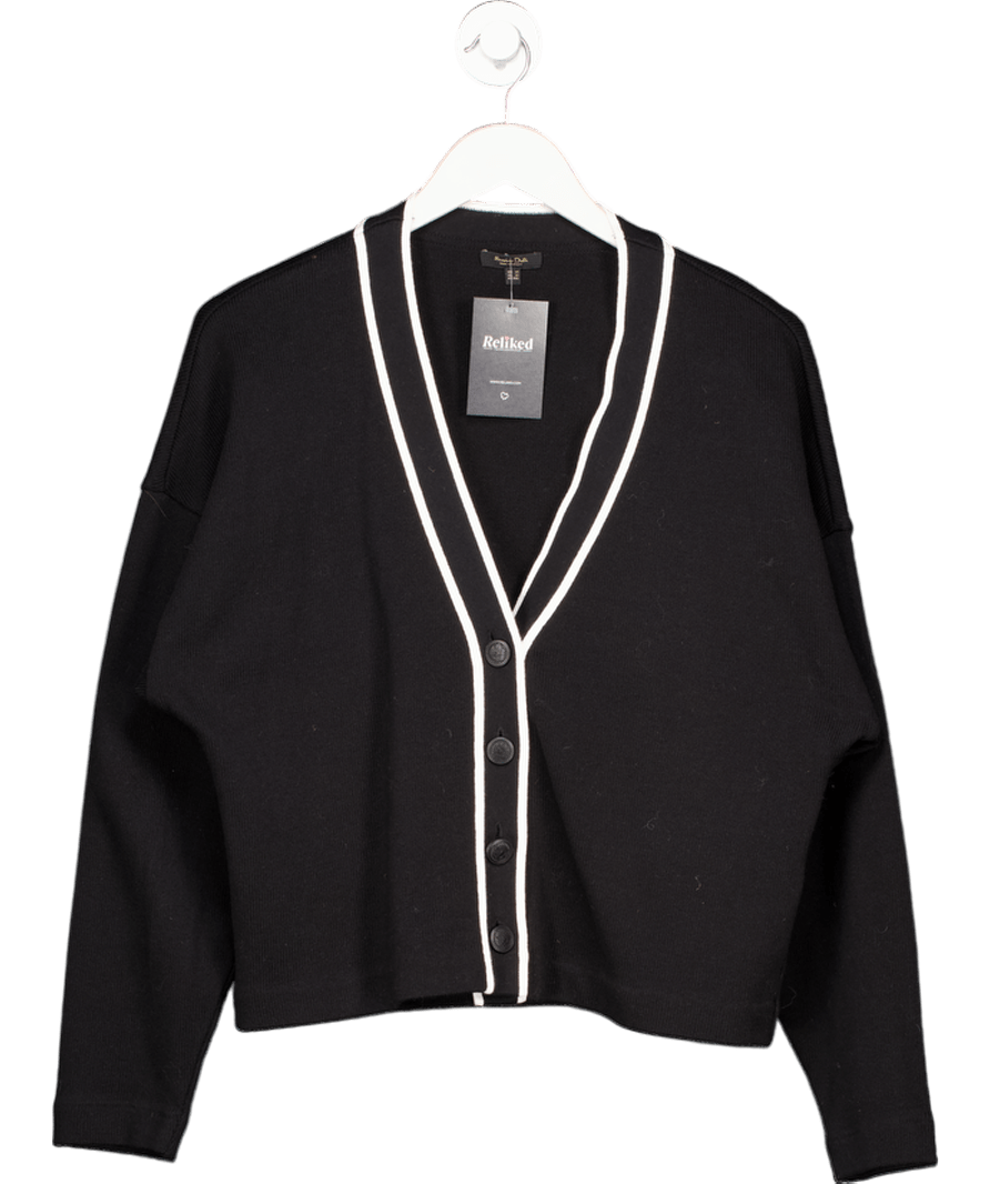 Massimo Dutti 100% Cotton Black & White V - neck Cardigan UK XS - Reliked