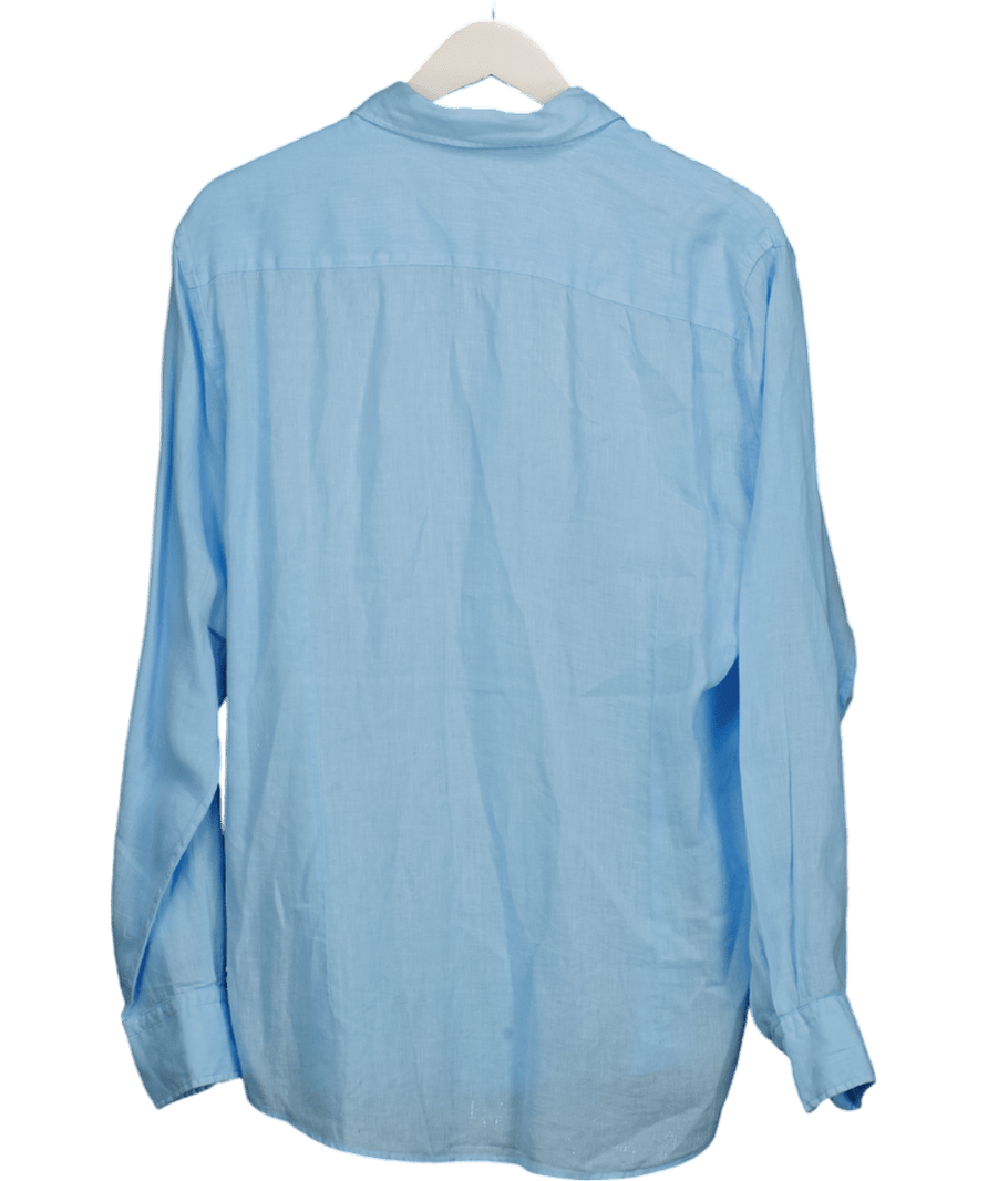 Massimo Dutti 100% Linen Bay Blue Shirt UK L - Reliked