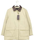 Massimo Dutti Beige Real Leather Collar Barn Jacket UK L - Reliked
