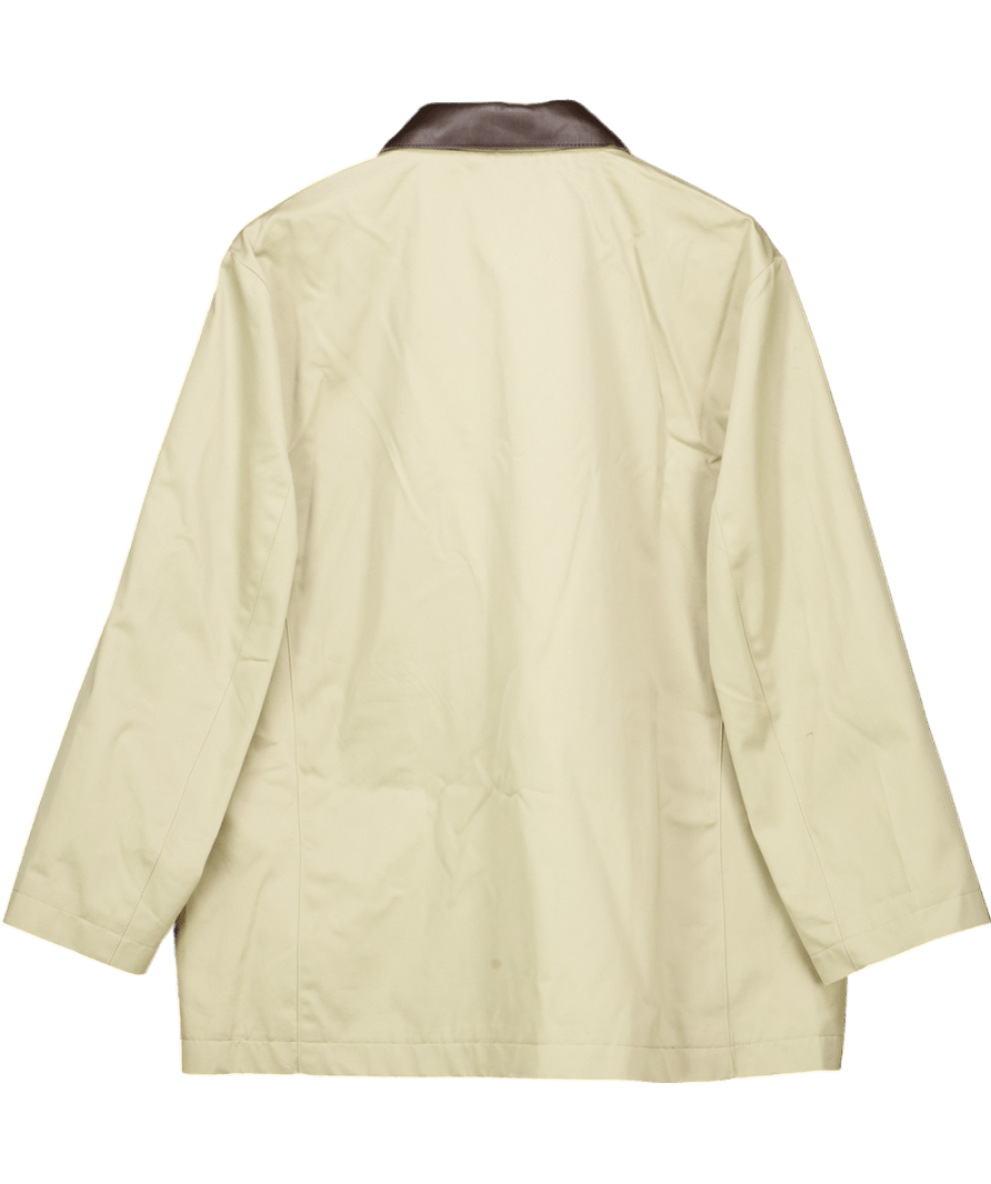 Massimo Dutti Beige Real Leather Collar Barn Jacket UK L - Reliked