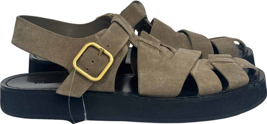 Massimo Dutti Beige Split Leather Cage Sandals UK 4 EU 37 👠 - Reliked