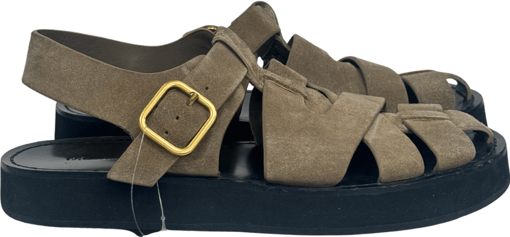 Massimo Dutti Beige Split Leather Cage Sandals UK 4 EU 37 👠 - Reliked