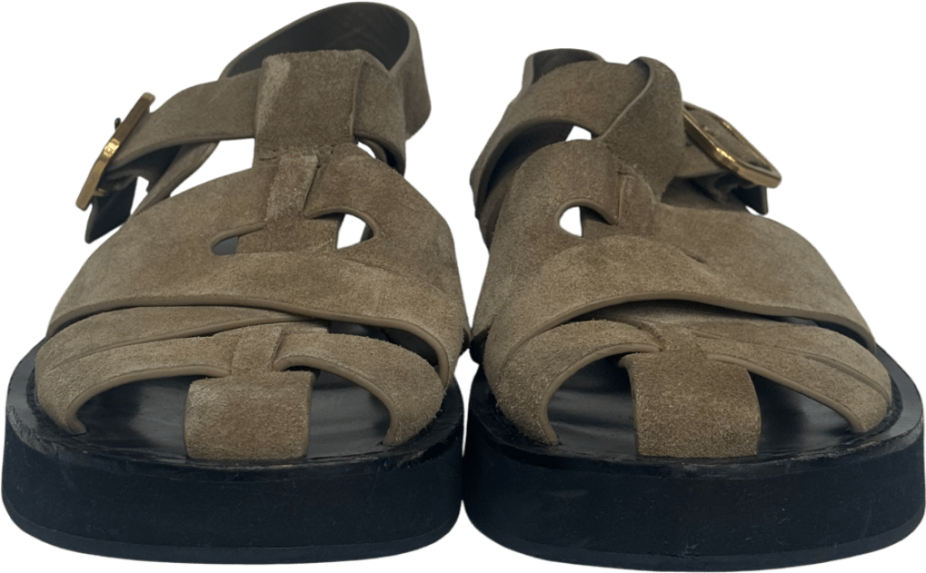 Massimo Dutti Beige Split Leather Cage Sandals UK 4 EU 37 👠 - Reliked