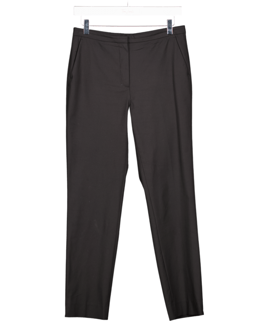 Massimo Dutti Black Straight - leg Cotton Blend Trousers UK 8 - Reliked