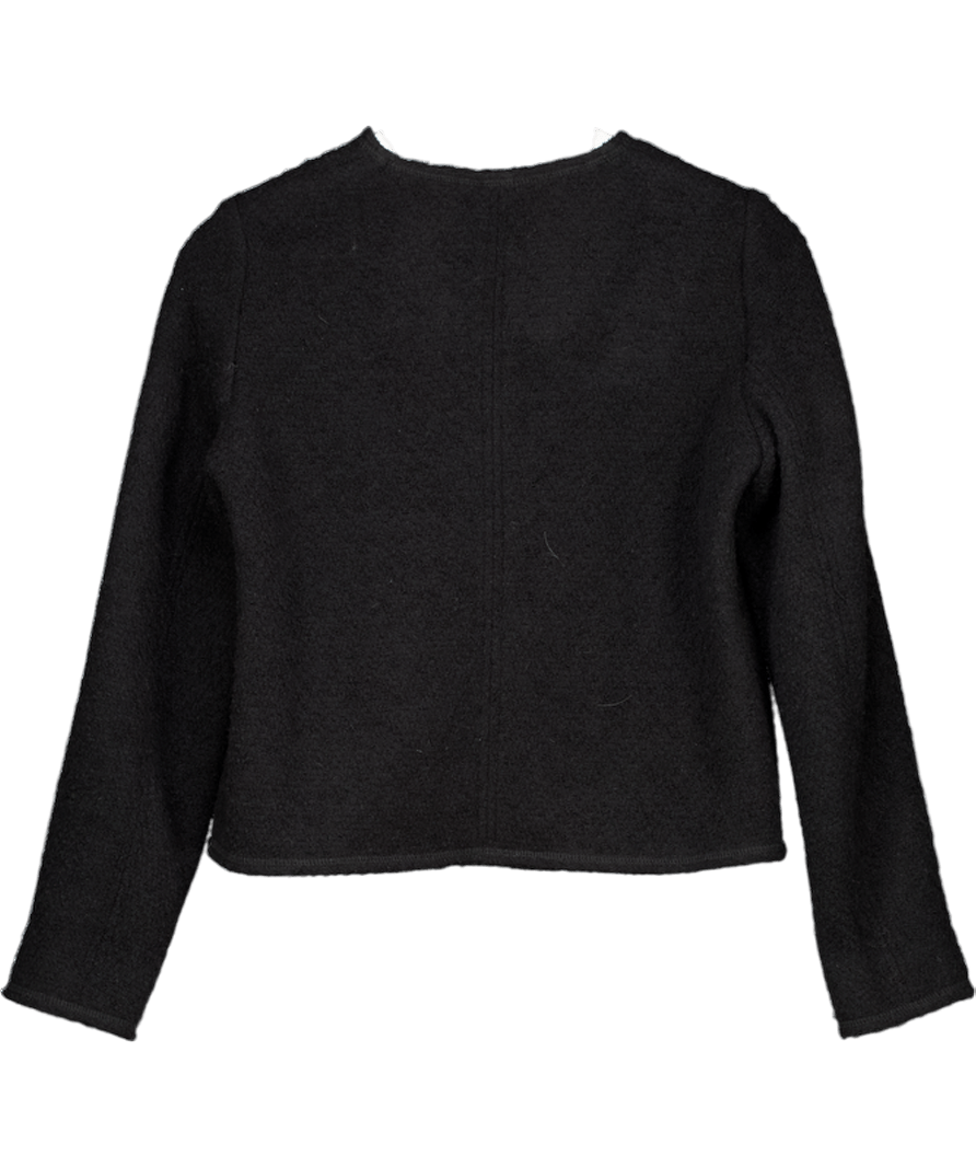 Massimo Dutti Black Textured Wool Jacket With Gold Buttons UK XS - Reliked