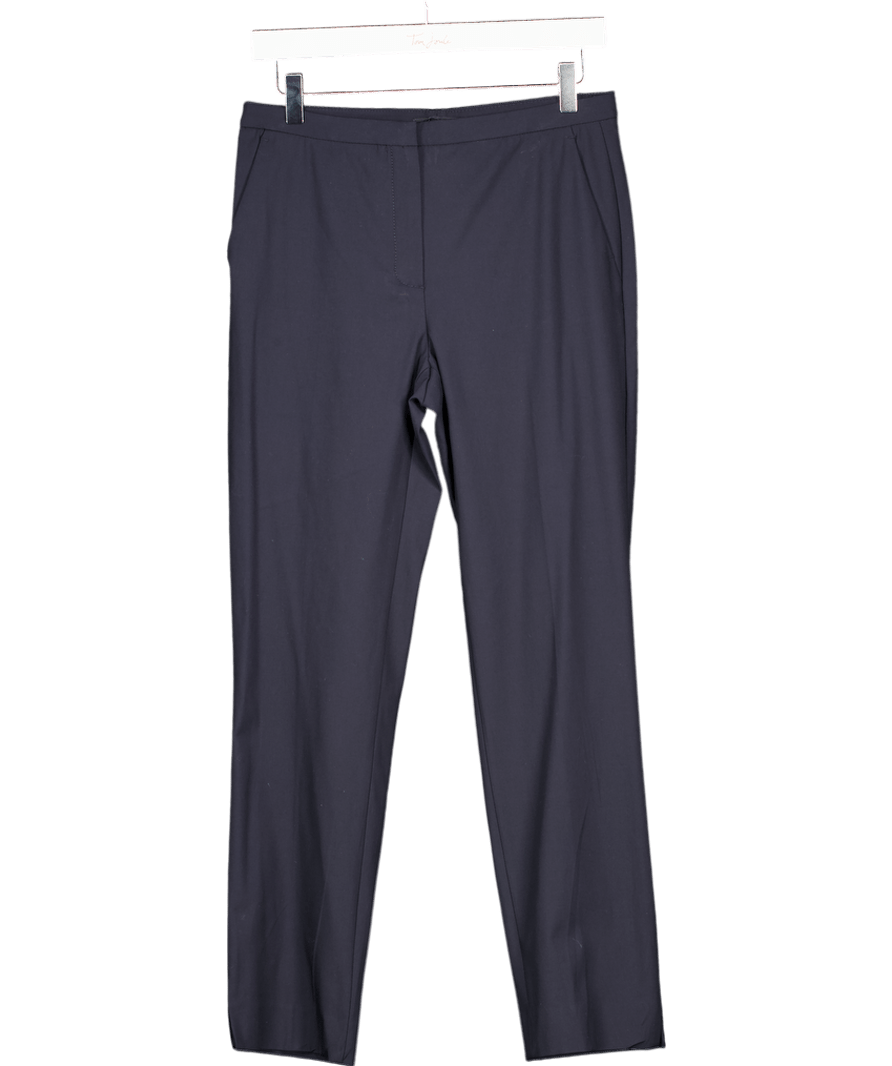 Massimo Dutti Blue Cotton And Linen Blend Tapered Fit Trousers UK 8 - Reliked