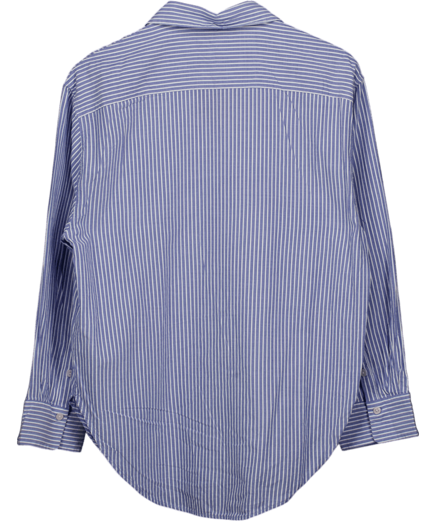 Massimo Dutti Blue Striped Cotton Blend Shirt UK S - Reliked