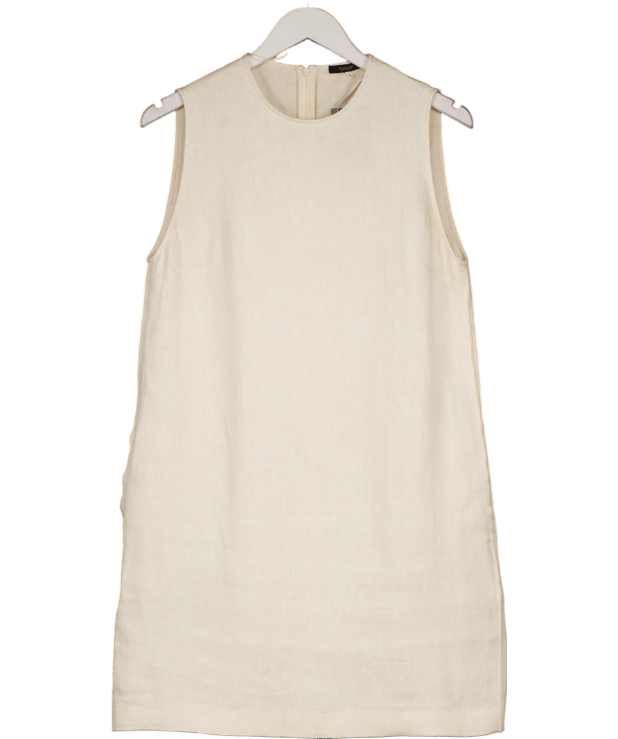 Massimo Dutti Cream Flowing Linen Blend Mini Dress UK S - Reliked