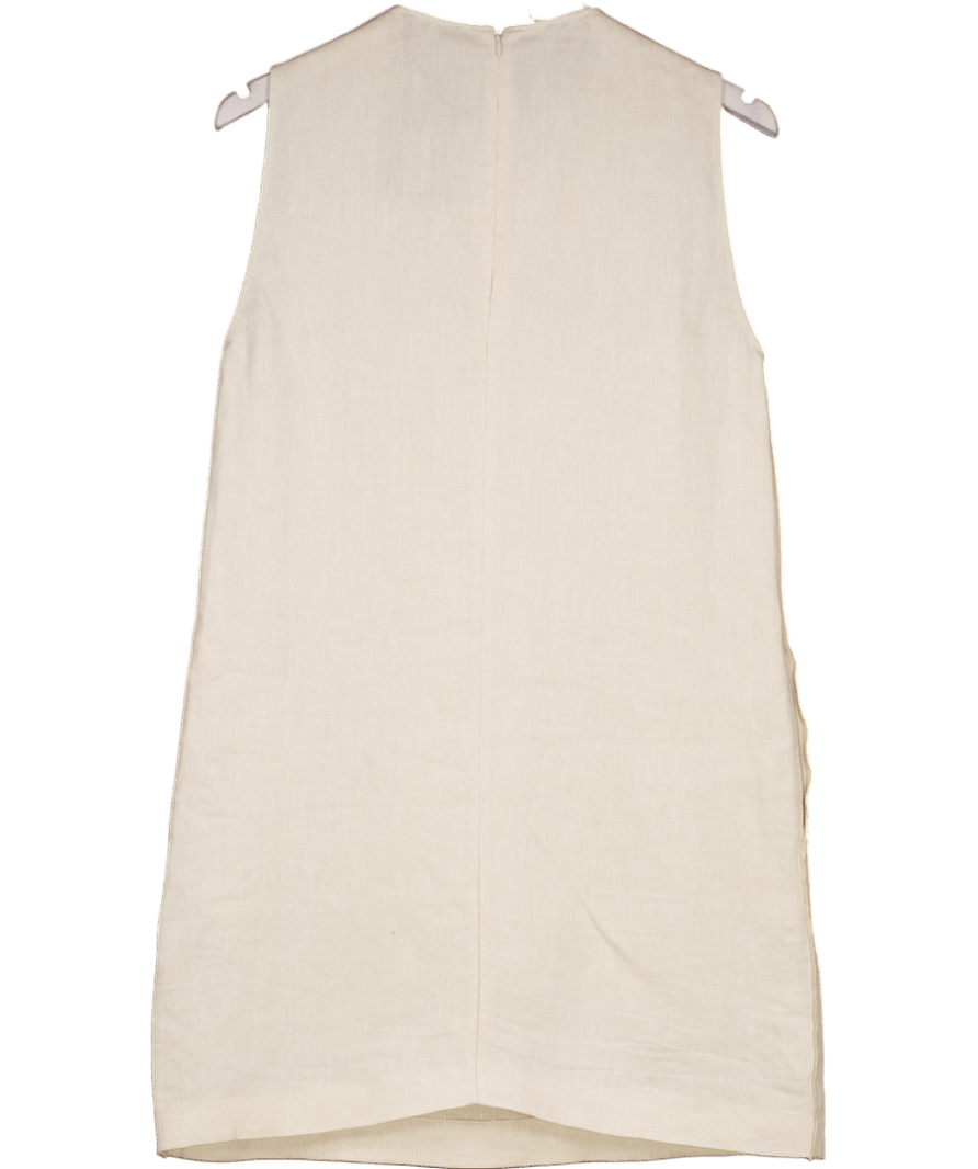 Massimo Dutti Cream Flowing Linen Blend Mini Dress UK S - Reliked