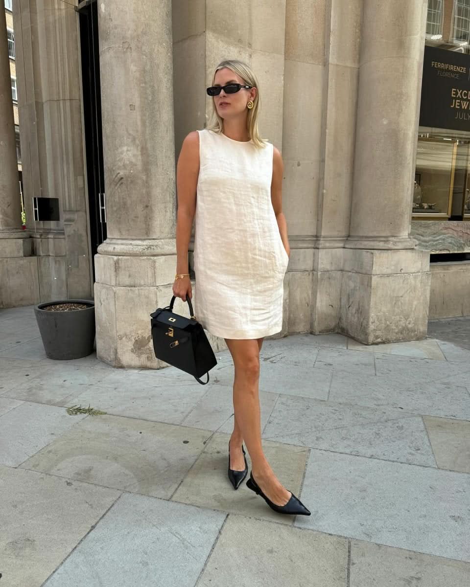 Massimo Dutti Cream Flowing Linen Blend Mini Dress UK S - Reliked