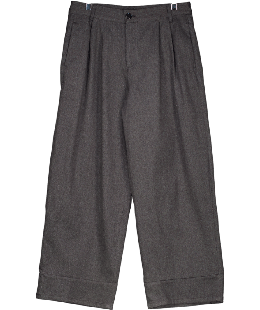 Massimo Dutti Grey Wool Blend Trousers With Double Darts UK 8 - Reliked