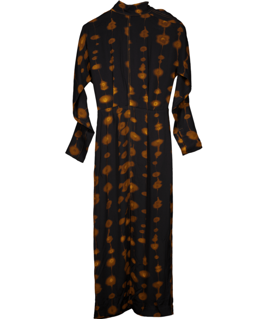 Massimo Dutti Long Spot Print Dress In Brown UK 8 - Reliked