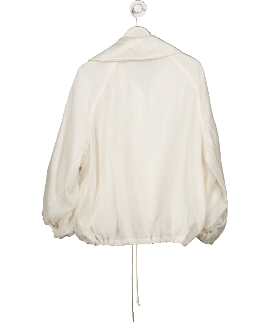 Massimo Dutti White Flowing Bomber Jacket With Voluminous Detail UK M/L - Reliked