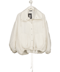 Massimo Dutti White Flowing Bomber Jacket With Voluminous Detail UK M/L - Reliked