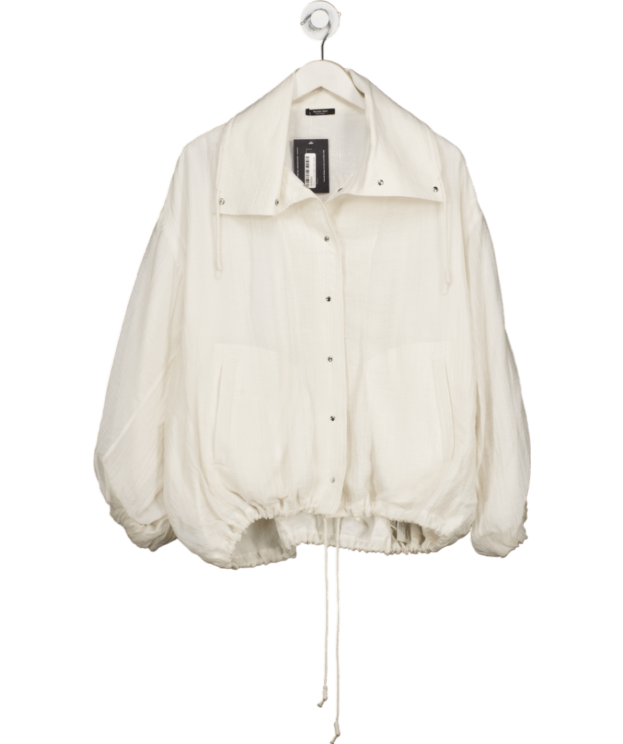 Massimo Dutti White Flowing Bomber Jacket With Voluminous Detail UK M/L - Reliked