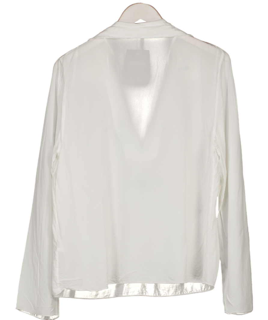 Massimo Dutti White Open Collar Loose Fit Blouse UK S - Reliked