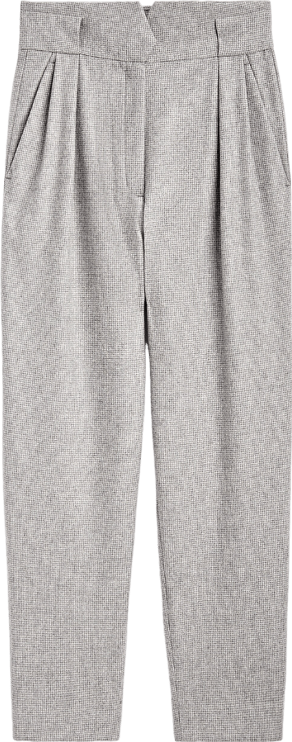 Massimo Dutti Wool Houndstooth Darted Trousers In Grey Marl UK 14 - Reliked